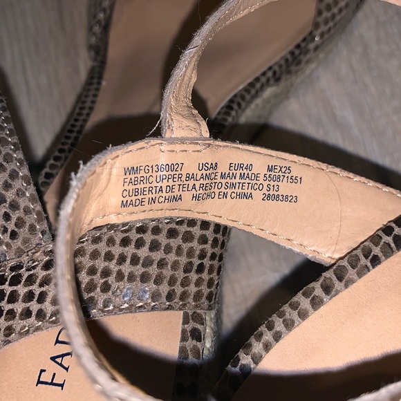 Faded Glory Snakeskin Wedge Heel Sandal Espadrille Ankle Strap - Picture 7 of 8